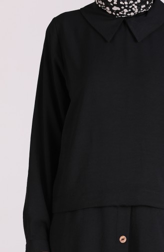 Düğme Detaylı Tunik Pantolon İkili Takım 1113-05 Siyah