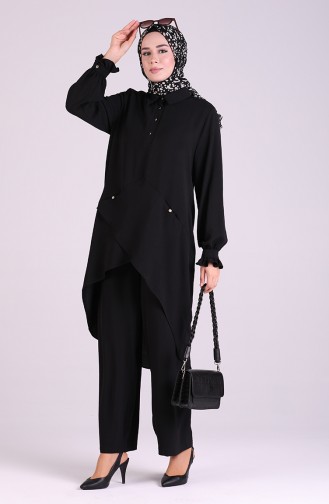 Asymmetric Tunic Trousers Double Suit 5006-04 Black 5006-04