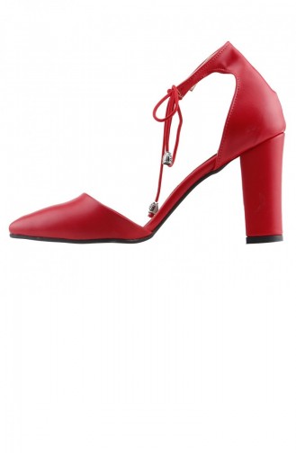 Ayakland 1370291160 9 Cm Topuk Bayan Cilt Sandalet Ayakkabı Kırmızı