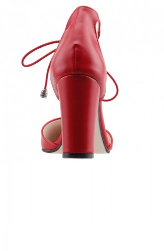 Ayakland 1370291160 9 Cm Topuk Bayan Cilt Sandalet Ayakkabı Kırmızı