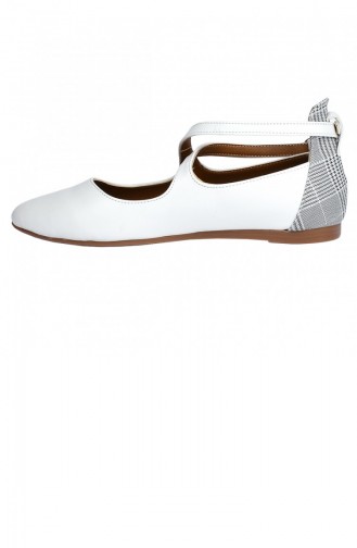 Ayakland 1920203 Cilt Sandalet Bayan Babet Ayakkabı Beyaz
