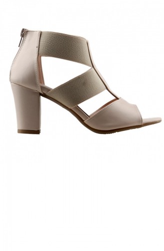 Ayakland 81150 Cilt 7 Cm Topuk Bayan Sandalet Ayakkabı Ten