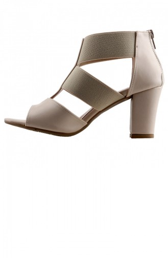 Ayakland 81150 Cilt 7 Cm Topuk Bayan Sandalet Ayakkabı Ten