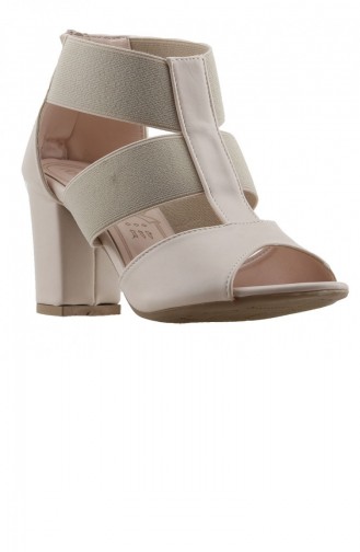 Ayakland 81150 Cilt 7 Cm Topuk Bayan Sandalet Ayakkabı Ten