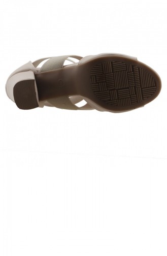 Ayakland 81150 Cilt 7 Cm Topuk Bayan Sandalet Ayakkabı Ten