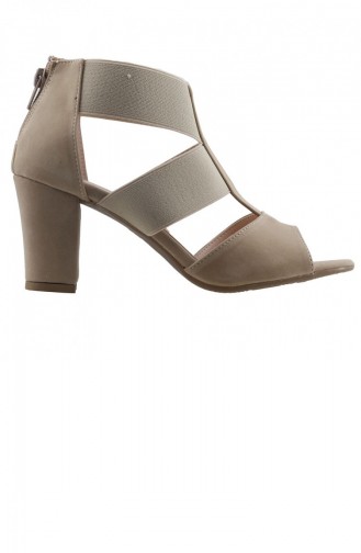 Ayakland 81150 Süet 7 Cm Topuk Bayan Sandalet Ayakkabı Ten