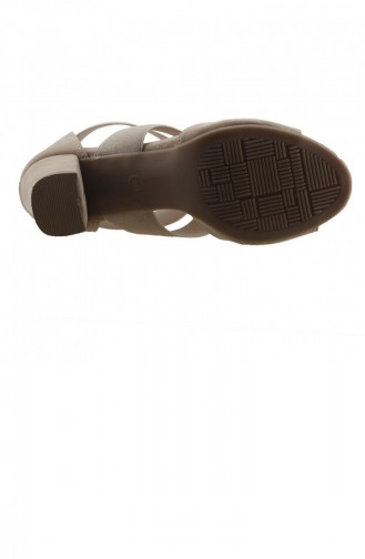 Ayakland 81150 Süet 7 Cm Topuk Bayan Sandalet Ayakkabı Ten