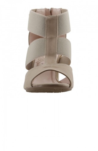 Ayakland 81150 Süet 7 Cm Topuk Bayan Sandalet Ayakkabı Ten
