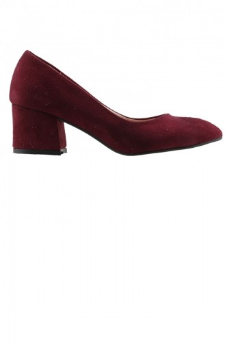 Ayakland 97544312 Süet 5 Cm Topuklu Bayan Ayakkabı Bordo