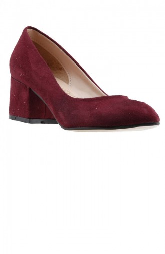 Ayakland 97544312 Süet 5 Cm Topuklu Bayan Ayakkabı Bordo