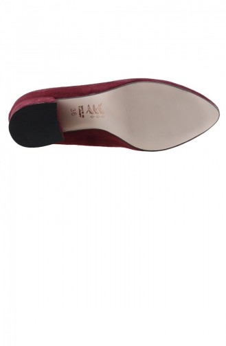 Ayakland 97544312 Süet 5 Cm Topuklu Bayan Ayakkabı Bordo