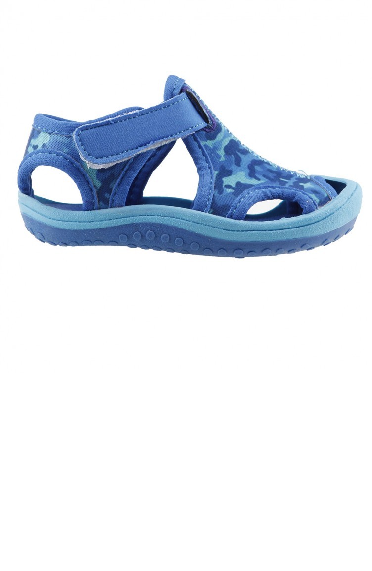 Ayakland Kids Kamuflajli Aqua Erkek Cocuk Sandalet Panduf Ayakkabi Mavi Sefamerve