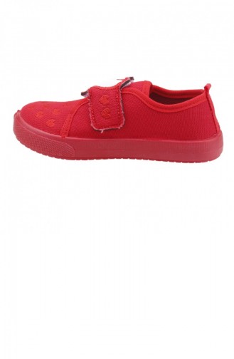 Sanbe 106P108 Okul Kreş Işıklı Kız Çocuk Keten Panduf Ayakkabı Kırmızı