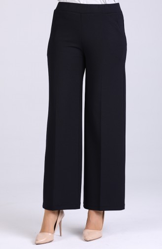 Elastic waist wide Leg Pants 3027-02 Navy Blue 3027-02