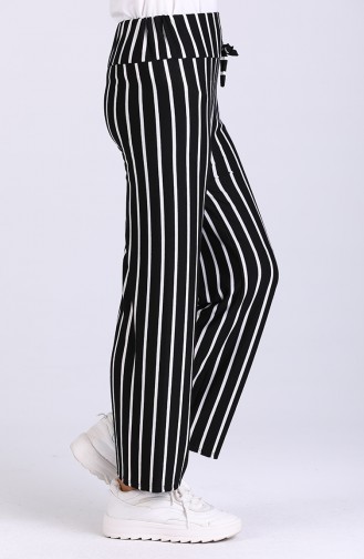 Elastic waist Striped Pants 3001-01 Black 3001-01