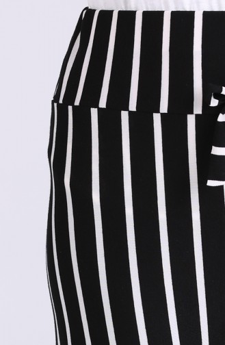 Elastic waist Striped Pants 3001-01 Black 3001-01