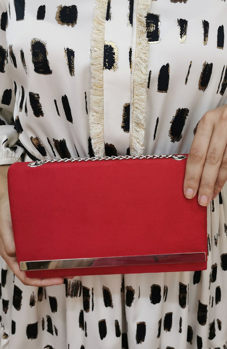 Bayan Clutch Portfoy Suet Canta 506108 204 Kirmizi Sefamerve