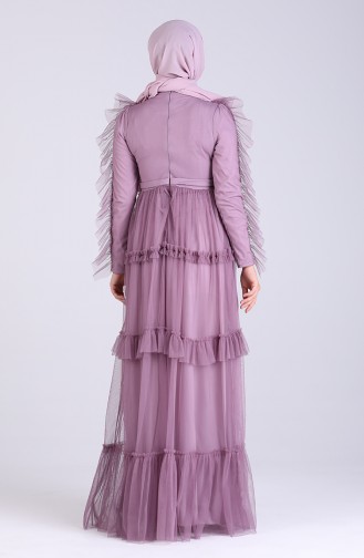 Ruffled Tulle Evening Dress 1033-02 Lilac 1033-02