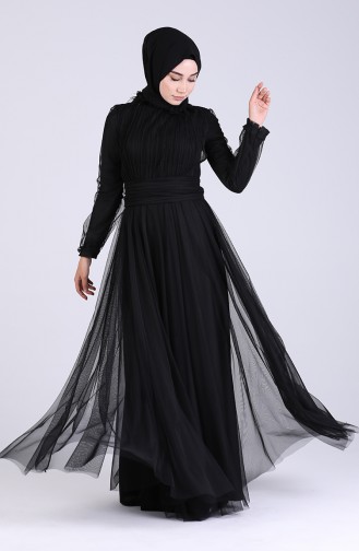 Schwarz Hijab-Abendkleider 1035-04