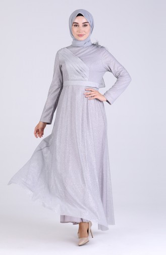 Grau Hijab-Abendkleider 4221-01