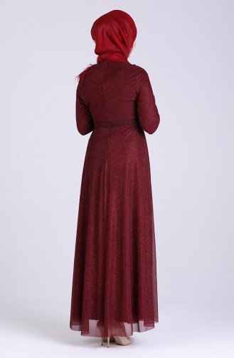 Silvery Evening Dress 4221-02 Burgundy 4221-02