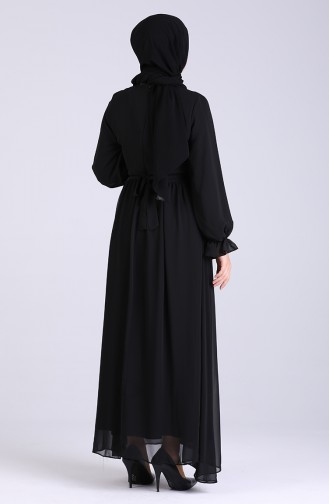 Elastic Sleeve Chiffon Dress 5134-05 Black 5134-05