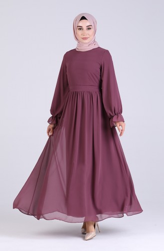 Elastic Sleeve Chiffon Dress 5134-06 Lilac 5134-06