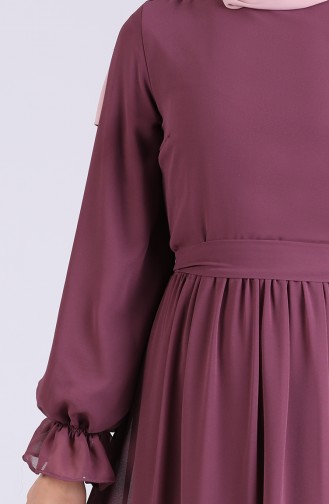 Elastic Sleeve Chiffon Dress 5134-06 Lilac 5134-06
