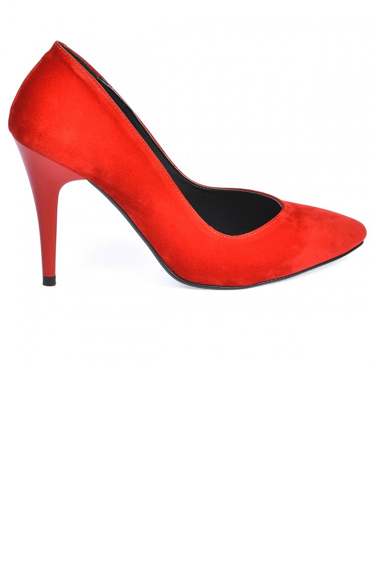Ayakland 194372 Suet 11 Cm Topuk Bayan Stiletto Ayakkabi Kirmizi Sefamerve