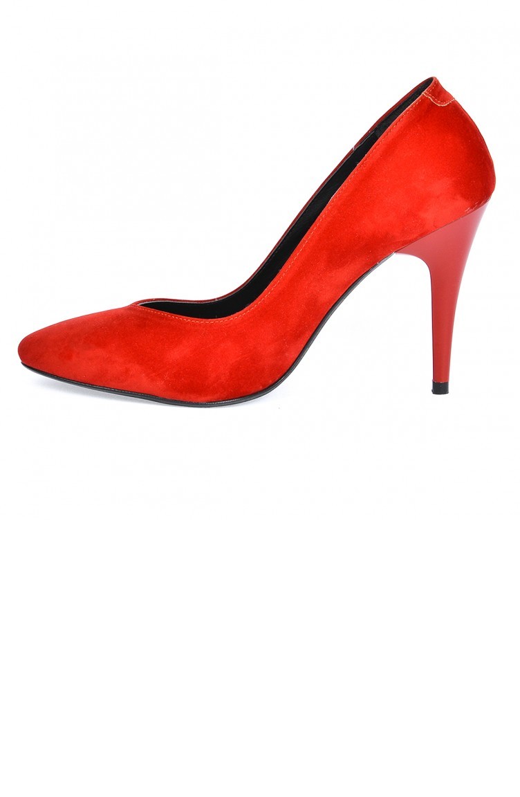 Ayakland 194372 Suet 11 Cm Topuk Bayan Stiletto Ayakkabi Kirmizi Sefamerve