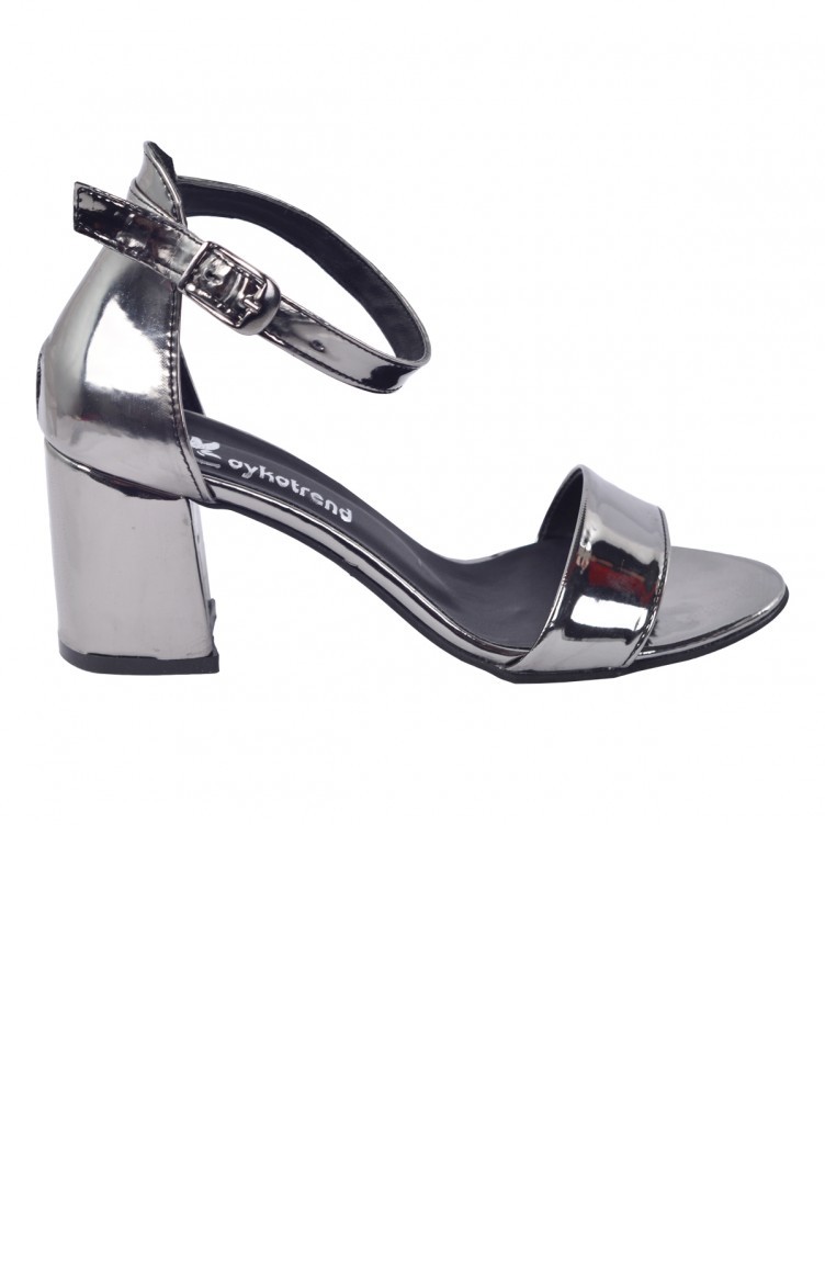 ayakland 201305 ayna rugan 7 cm topuk bayan sandalet ayakkabi platin 20ysanayka00026 platin