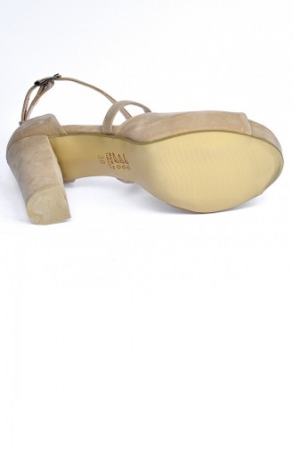 Ayakland 32102058 Süet Abiye 11 Cm Platform Topuk Bayan Sandalet Ayakkabı Ten