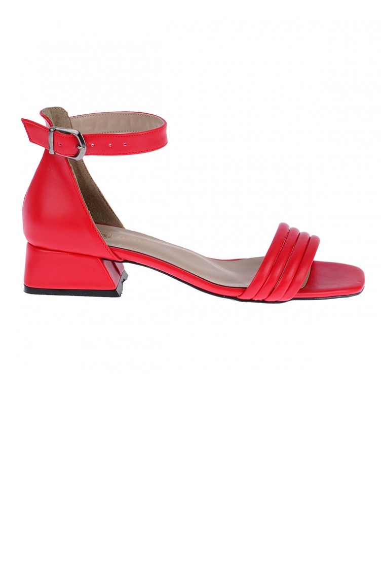 Ayakland 920 Cilt Gunluk 3 Cm Topuk Bayan Sandalet Ayakkabi Kirmizi Sefamerve
