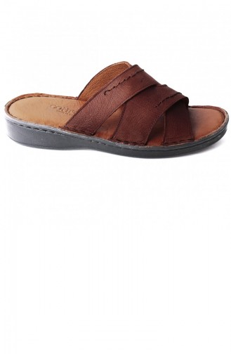 Ayakland Osnmz 140 Büyük Numara 100 Deri Erkek Terlik Taba