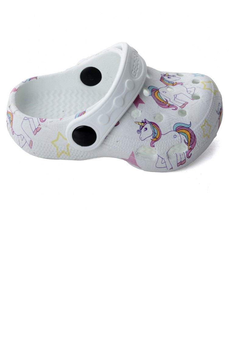 Gezer 1229293 Eva Gunluk Plaj Havuz Banyo Kiz Cocuk Terlik Beyaz Sefamerve