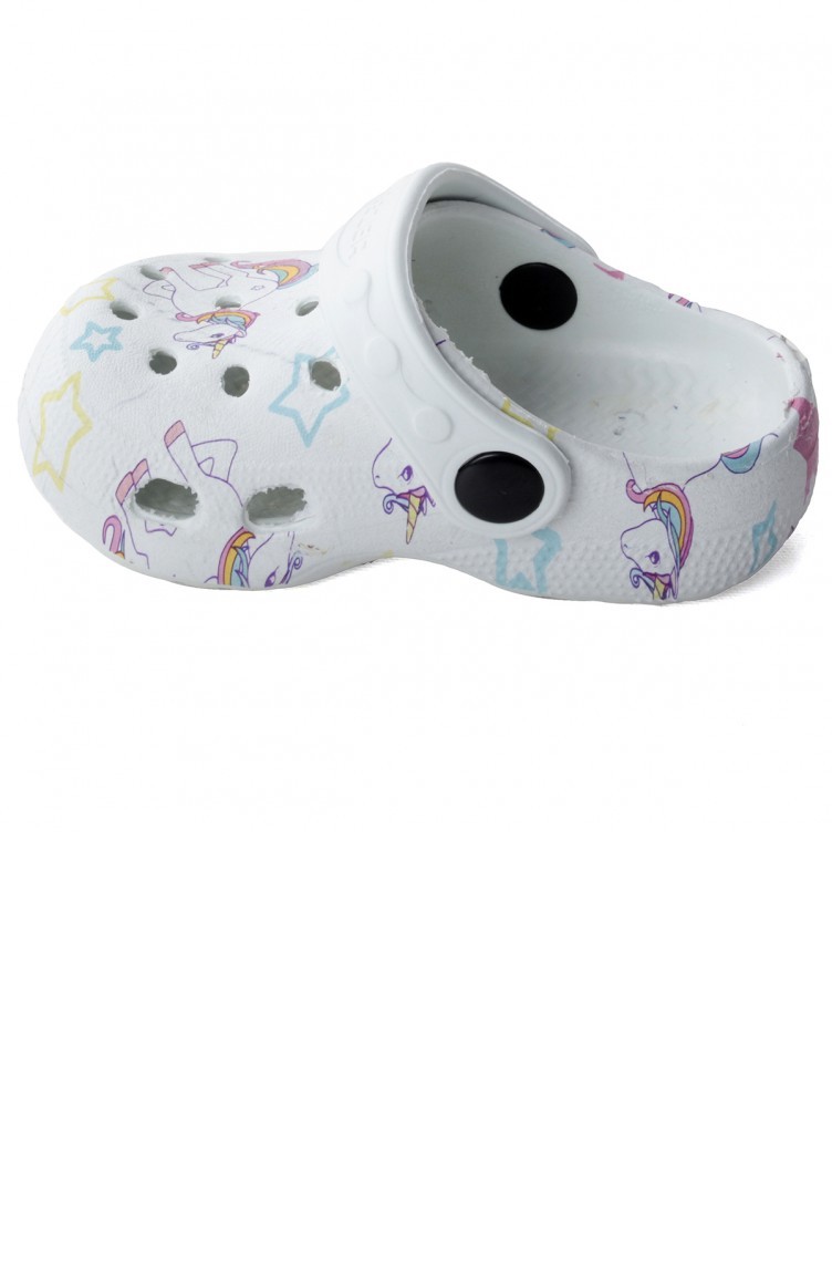 Gezer 1229293 Eva Gunluk Plaj Havuz Banyo Kiz Cocuk Terlik Beyaz Sefamerve