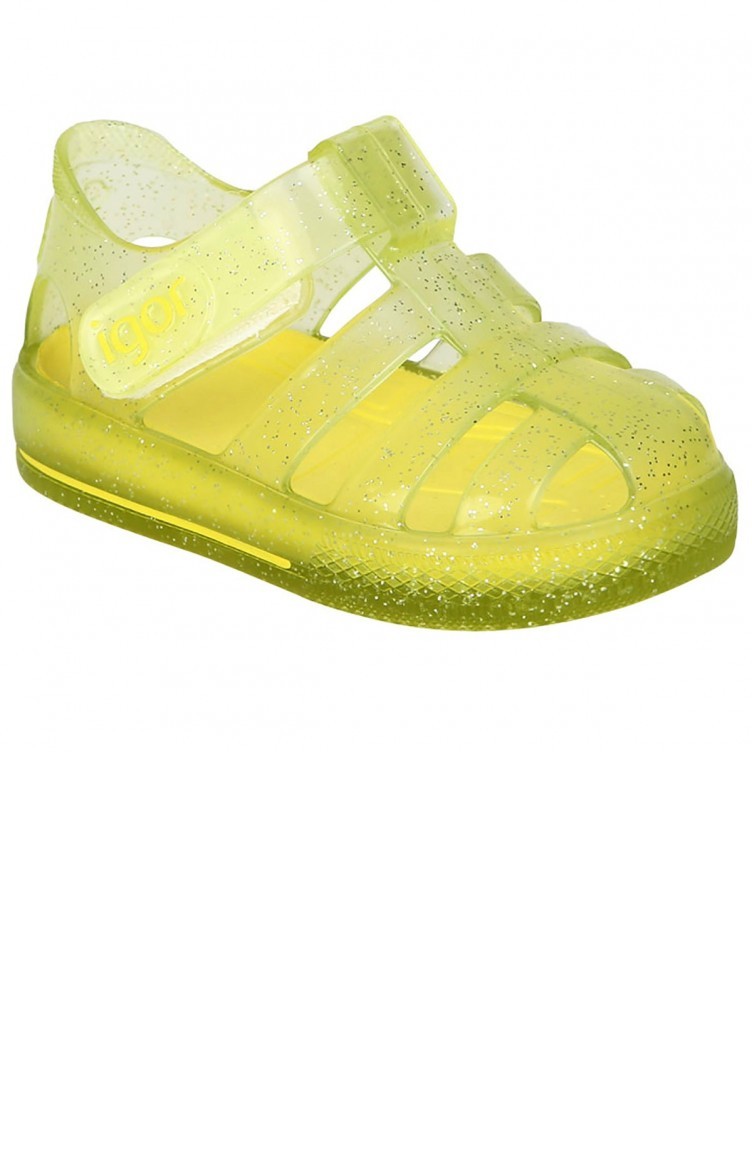 Igor S10265 Star Glitter Plaj Havuz Kiz Cocuk Deniz Sandaleti Sari Sefamerve