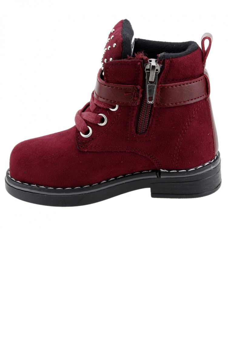 Jump 24161 Gunluk Fermuarli Kiz Cocuk Bot Ayakkabi Bordo Sefamerve