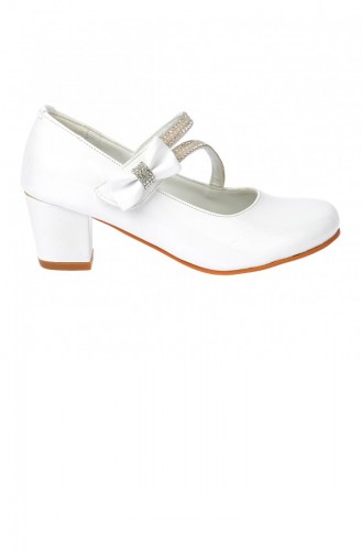 Kiko 750 Rugan Günlük Kız Çocuk 4 Cm Topuk Babet Ayakkabı Beyaz