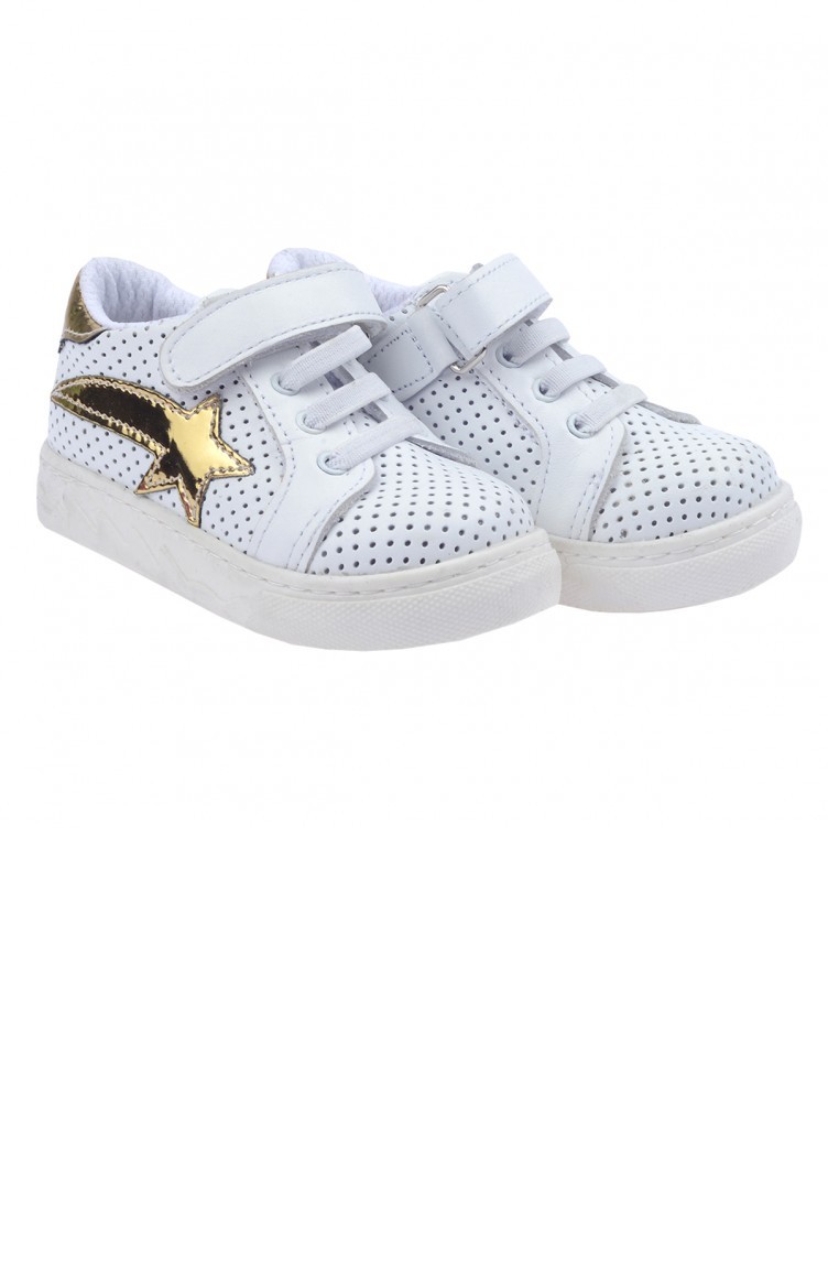 Kiko Kids Teo S20101 100 Deri Orto Pedik Cirtli Kiz Cocuk Ayakkabi Altin Sefamerve