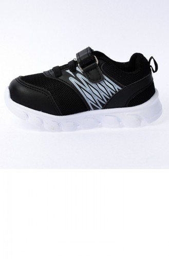 Kiko S12 Günlük Fileli Cırtlı Kızerkek Çocuk Spor Ayakkabı Siyah Füme