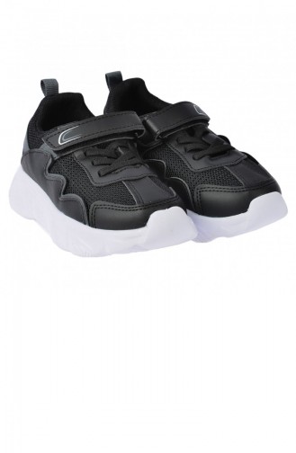 Kiko S17 Günlük Fileli Cırtlı Kızerkek Çocuk Spor Ayakkabı Siyah Füme