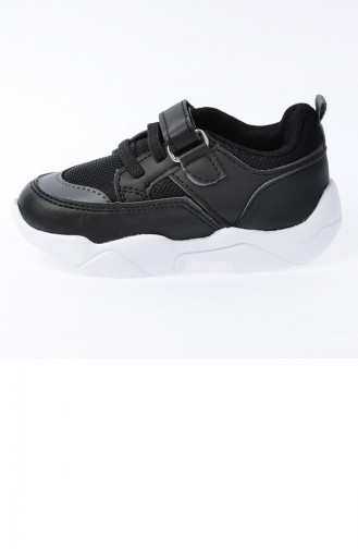 Kiko S19 Günlük Fileli Cırtlı Kızerkek Çocuk Spor Ayakkabı Siyah Füme
