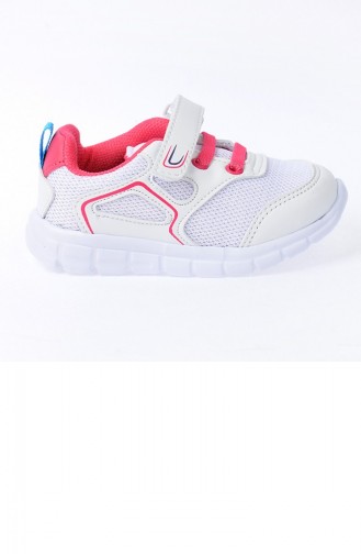 Kiko S27 Günlük Fileli Cırtlı Kızerkek Çocuk Spor Ayakkabı Beyazfuşya