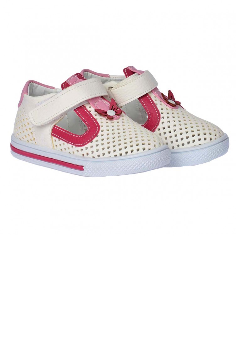 Kiko Sb 220105 Orto Pedik Kiz Cocuk Bebe Ayakkabi Sandalet Beyaz Fusya Sefamerve