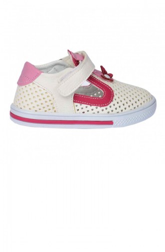 Kiko Şb 220105 Orto Pedik Kız Çocuk Bebe Ayakkabı Sandalet Beyaz Fuşya