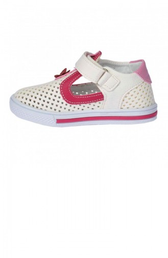 Kiko Şb 220105 Orto Pedik Kız Çocuk Bebe Ayakkabı Sandalet Beyaz Fuşya