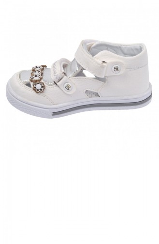 Kiko Şb 222328 Orto Pedik Kız Çocuk Bebe Ayakkabı Sandalet Beyazgümüş