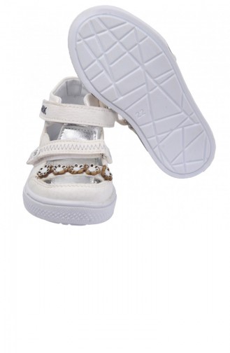 Kiko Şb 222328 Orto Pedik Kız Çocuk Bebe Ayakkabı Sandalet Beyazgümüş