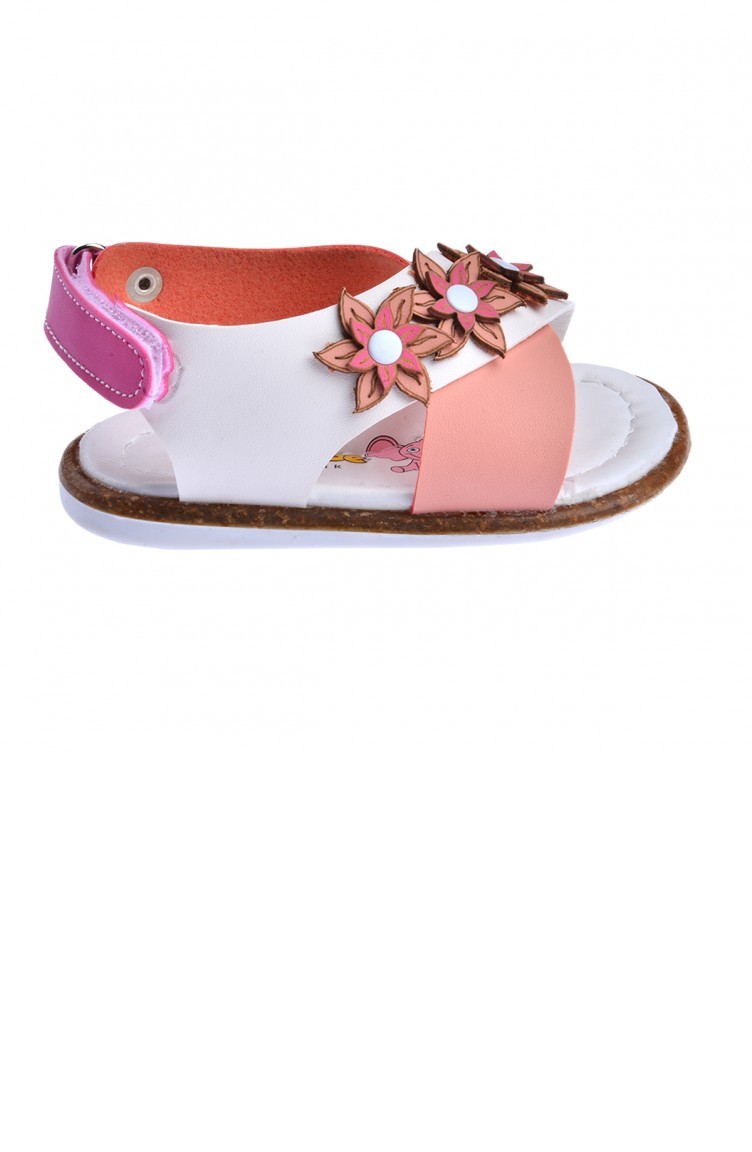 Kiko Sb 227281 Orto Pedik Kiz Cocuk Ilk Adim Sandalet Terlik Beyaz Somon Sefamerve